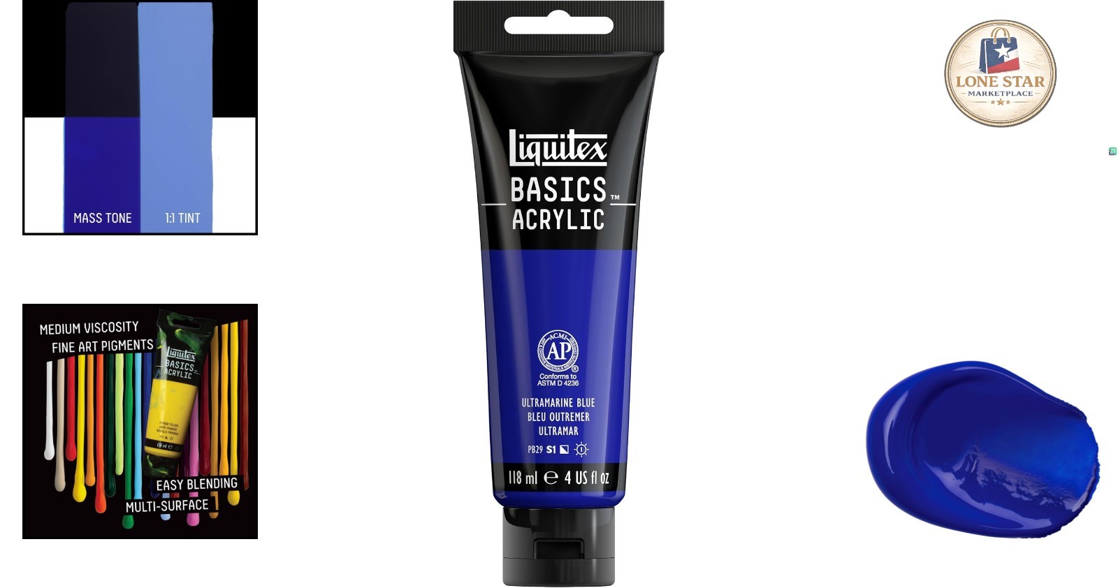 BASICS 4oz Acrylic Paint Tube – Satin Finish in Ultramarine Blue, Fade Resistant