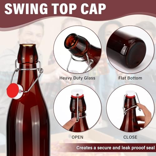 Pcs 25 oz Amber Glass Bottles, Swing Top Glass Brewing Bottles 12 Amber, Red