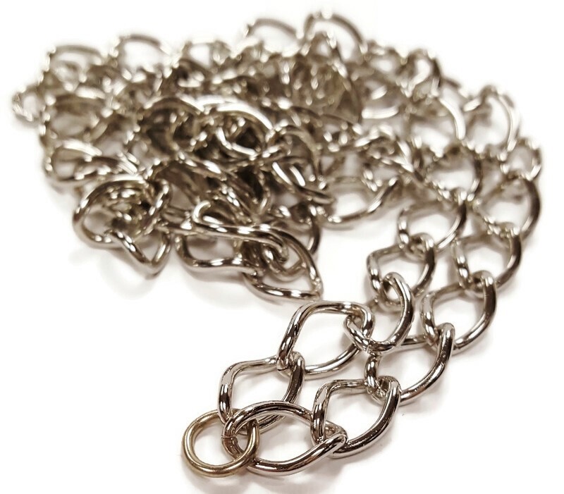 Vintage Silver Plate Steel 30″ Continuous 8mm Curb Chain Section / Necklace M130