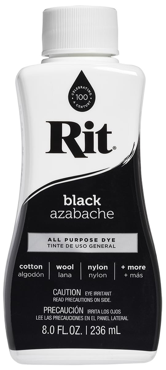 Rit Dye 88150 All Purpose Liquid Dye, Black, 8 Fl 8 Oz (Pack of 1), Black