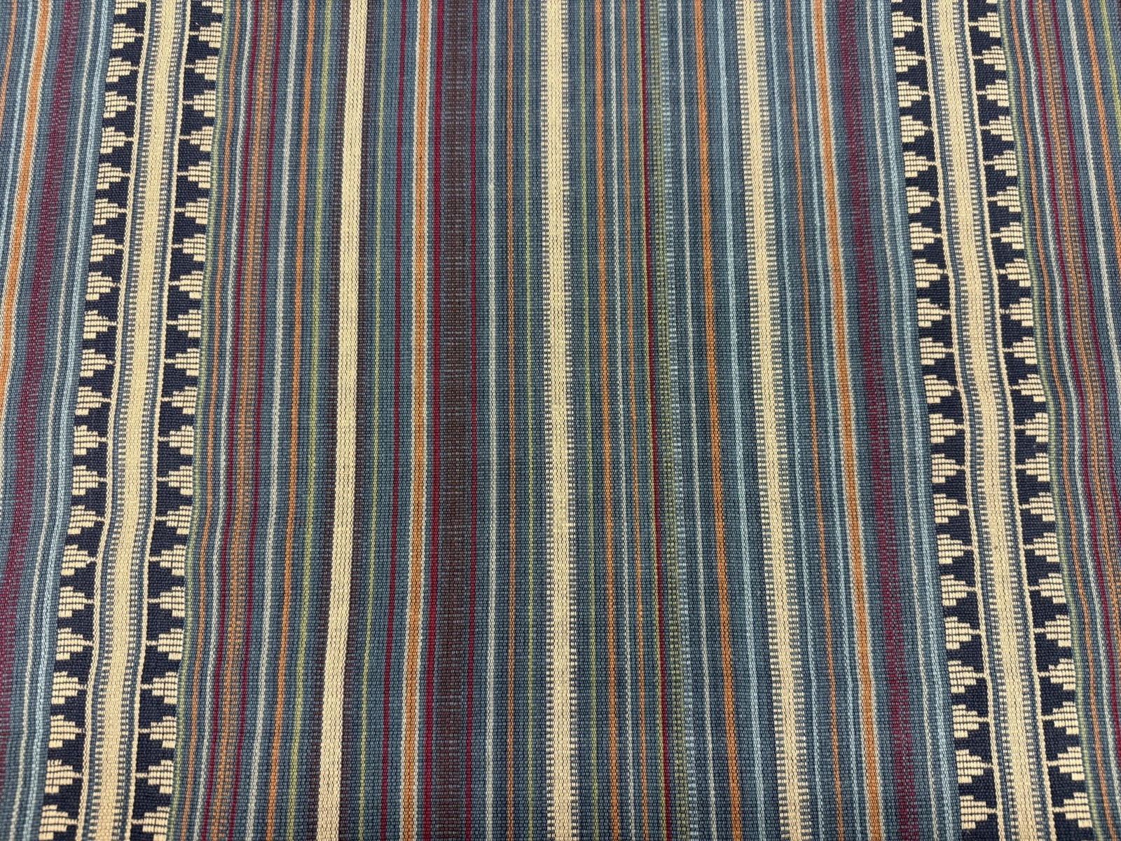Mulberry Woven Cotton Stripe Uphol Fabric- Pageant Stripe Teal 2.25 yd FD756.R11