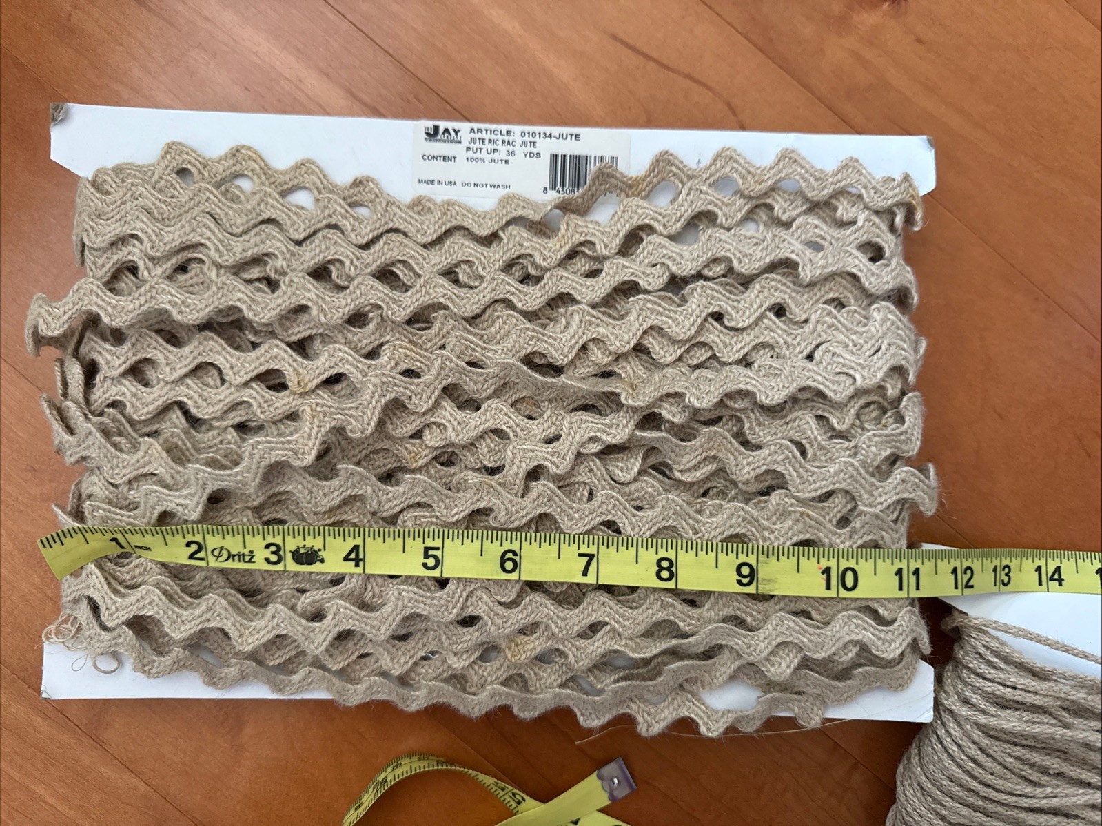 NEW Jute Ric Rac Tubular Braid Lot Of 3 Over 90 Yards Made In USA