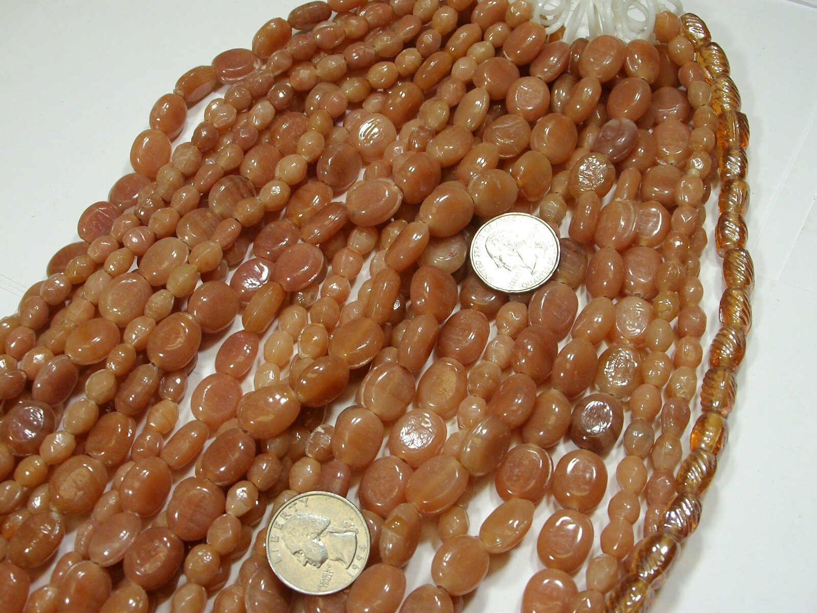 2 Pounds India Handmade Peach Color Assorted Shapes and Sizes Glass Beads (LX-3)