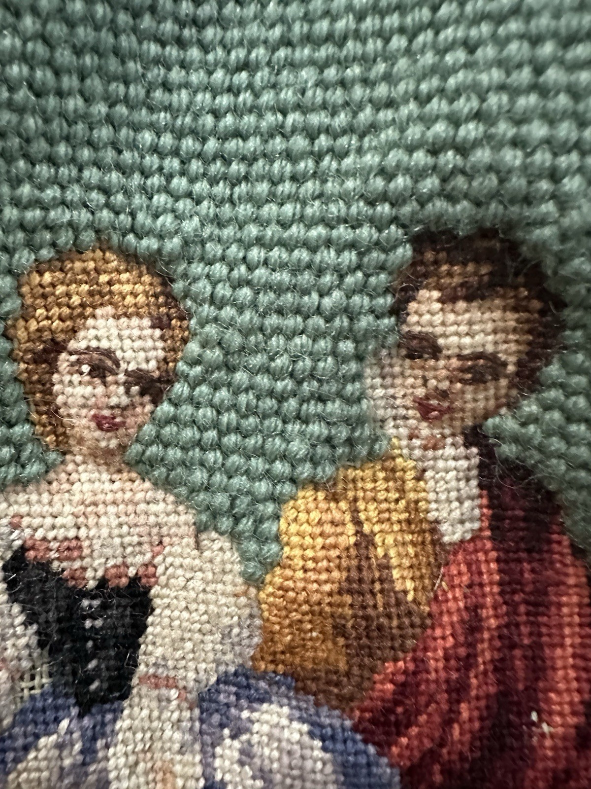 Jolles Austria Tram petit Needlepoint Tapestry Victorian Couple Blue floral