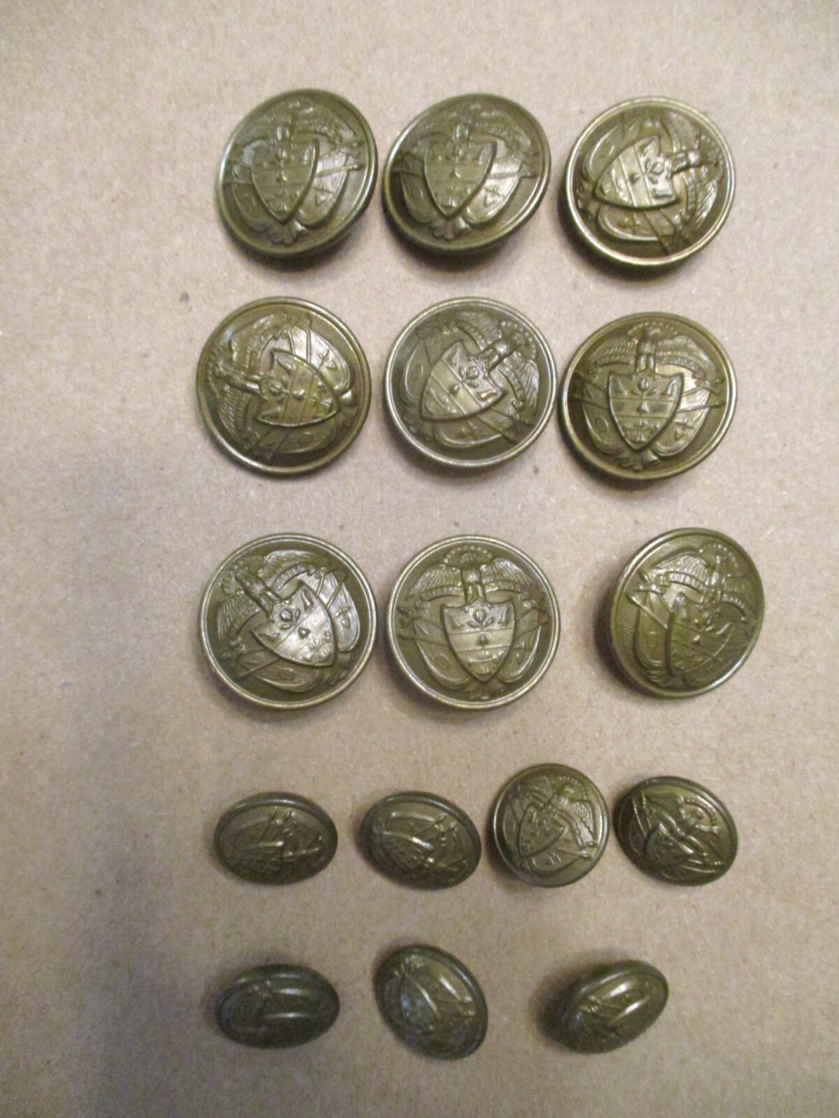Waterbury Libertad Yonder Columbia brass army blazer replacement button set 16