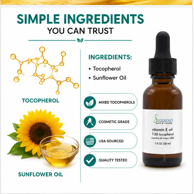 TOCOPHEROL T-50 VITAMIN E OIL anti-aging pure natural Glass Bottle 0.5 fl oz