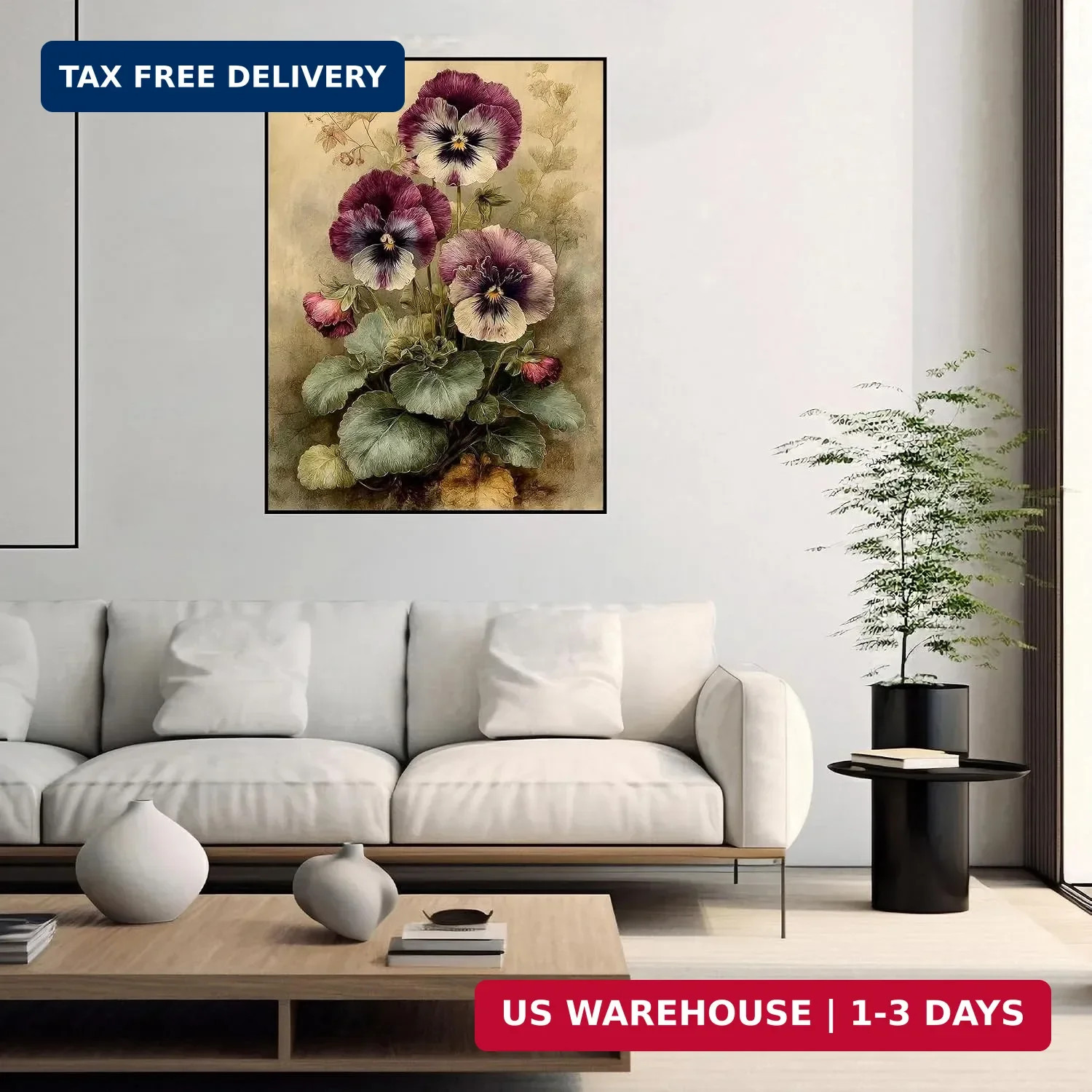 Paint by Numbers Kit for Adults Beginner,Pansies Adult Paint by Number Kits on