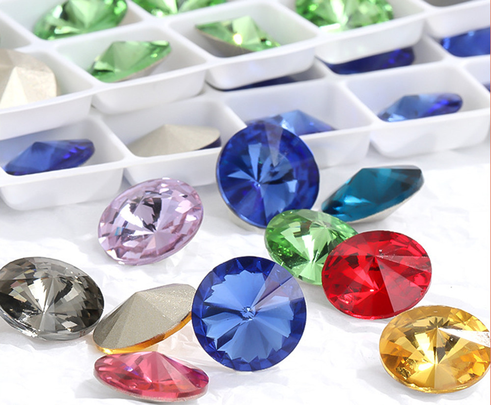 100pcs Glass Crystal Rhinestone Color Rivoli Strass Jewels stones