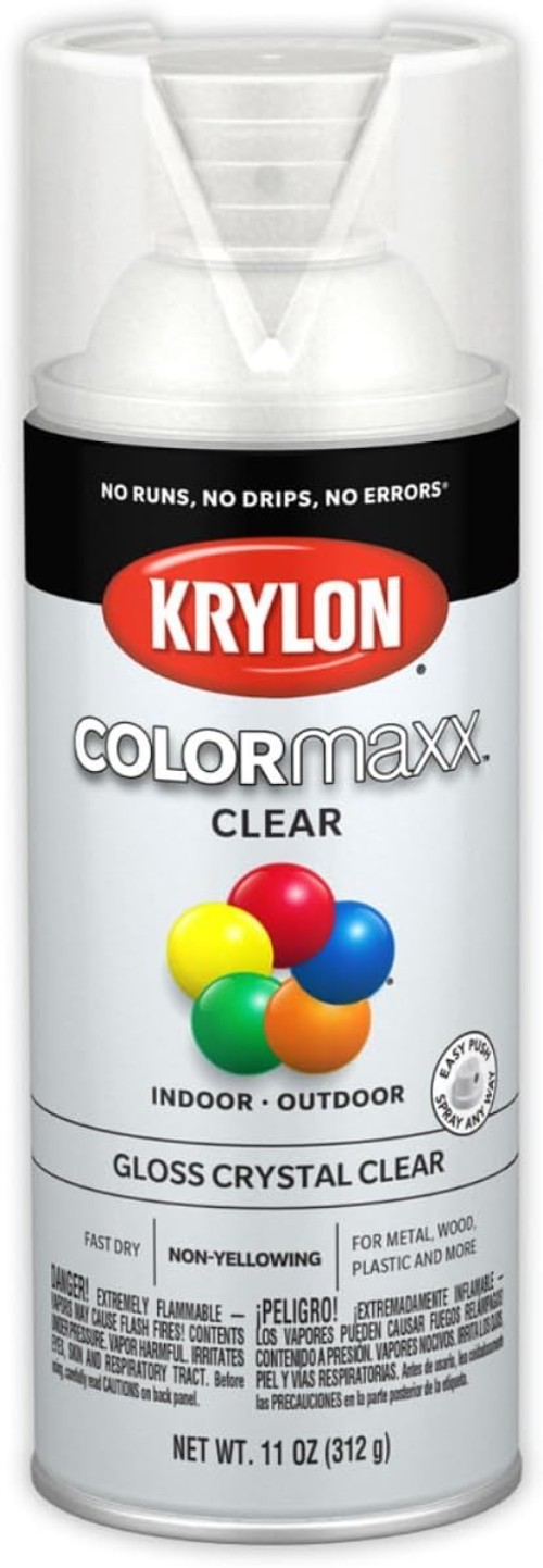 COLORmaxx Gloss Crystal Clear Acrylic Spray Paint – 11 Oz., Indoor/Outdoor Use