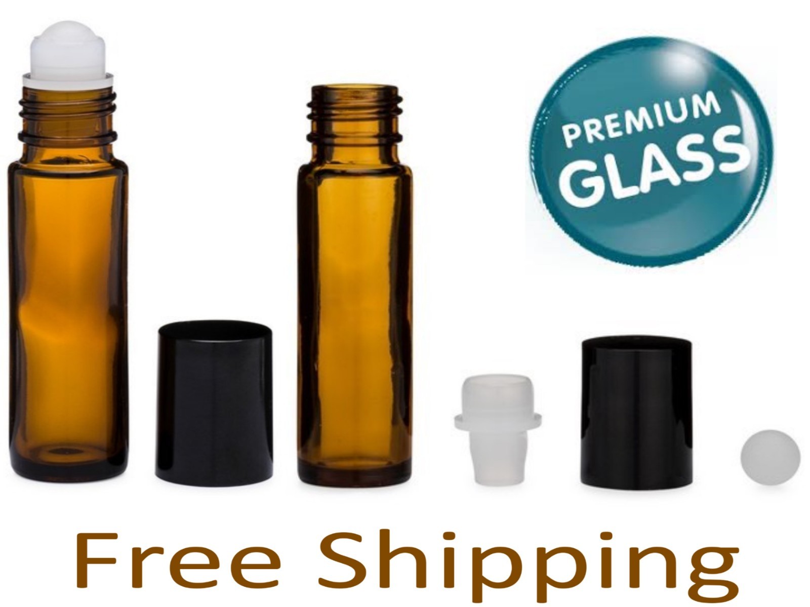 Essential Oil Amber Glass Roll on Roller Bottles 10ml Empty LOT SET Refillable