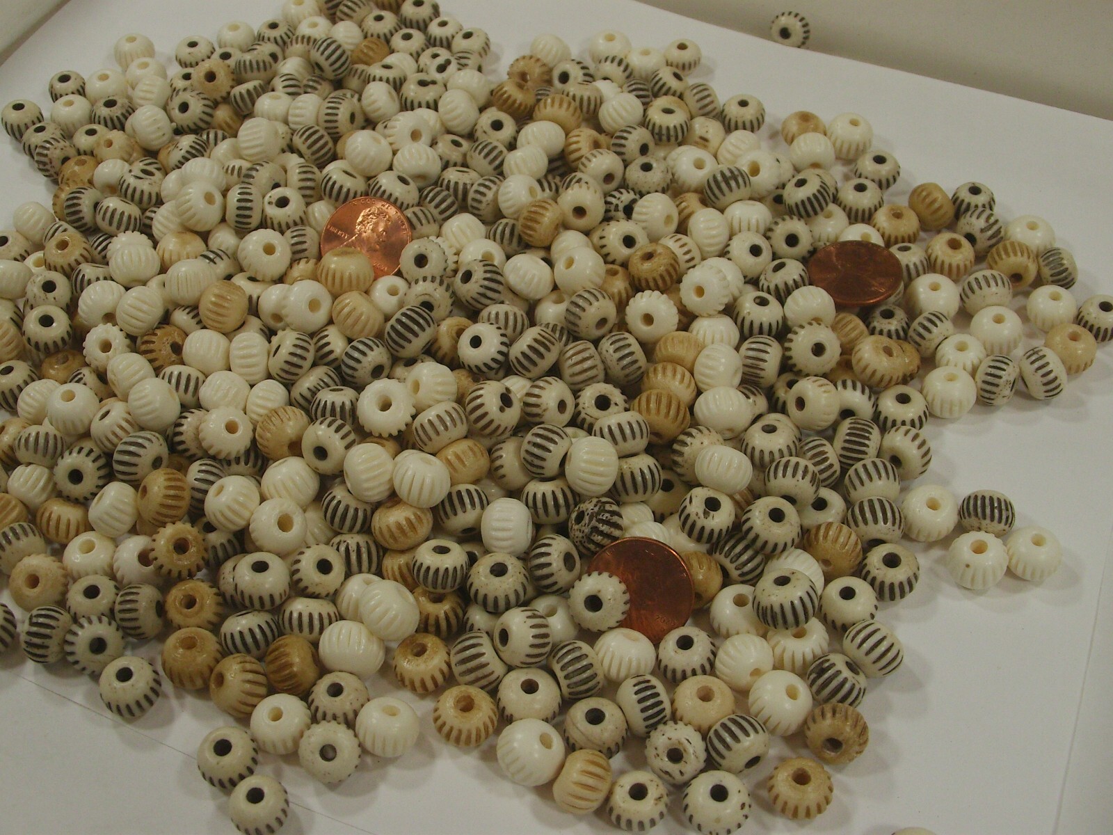 2 Pounds (8mm x 10mm) Rondelle India Handmade Water Buffalo Bone Beads (QPR-58)⭐