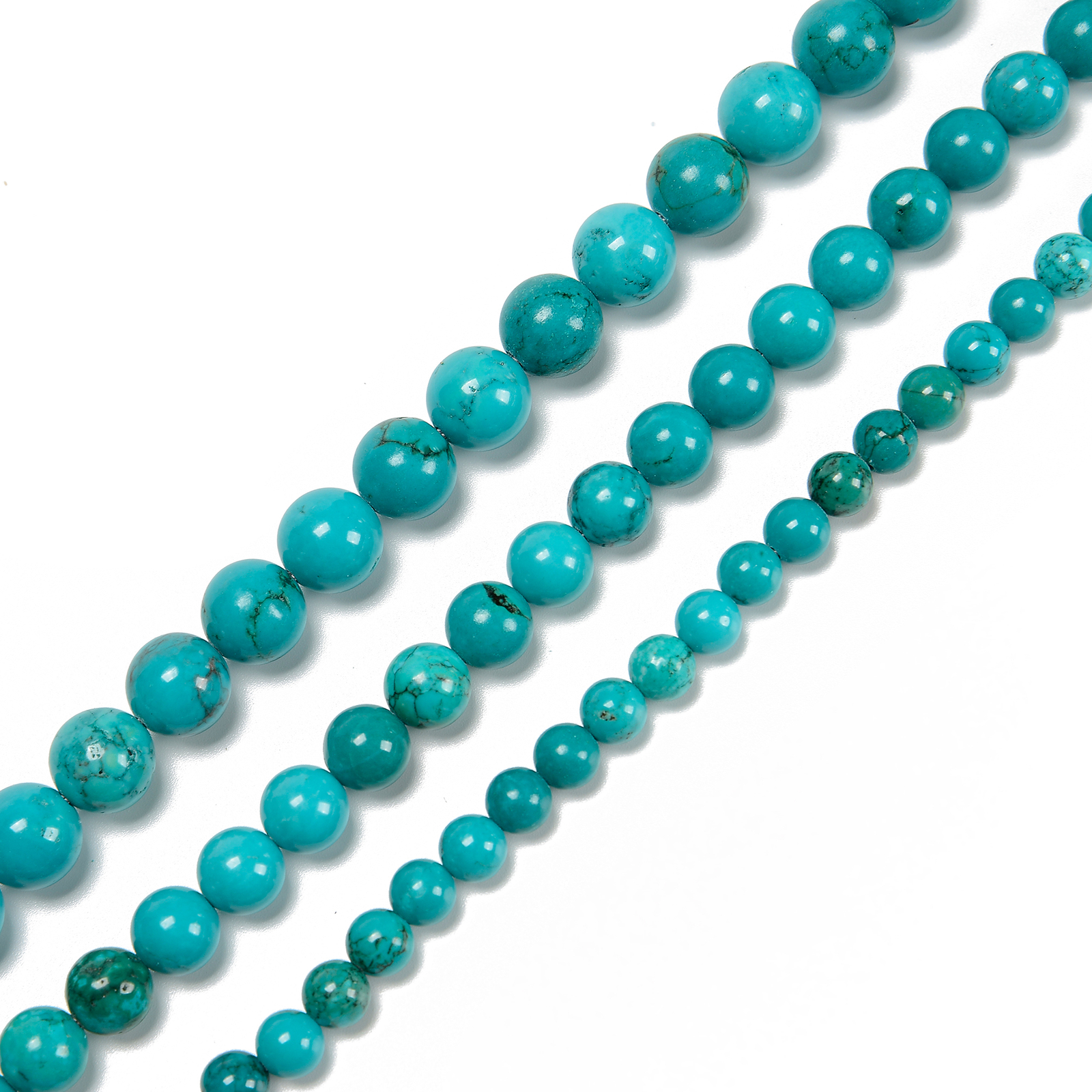 Blue Green Turquoise Smooth Round Beads Size 6mm 8mm 10mm 12mm 15.5″ Strand