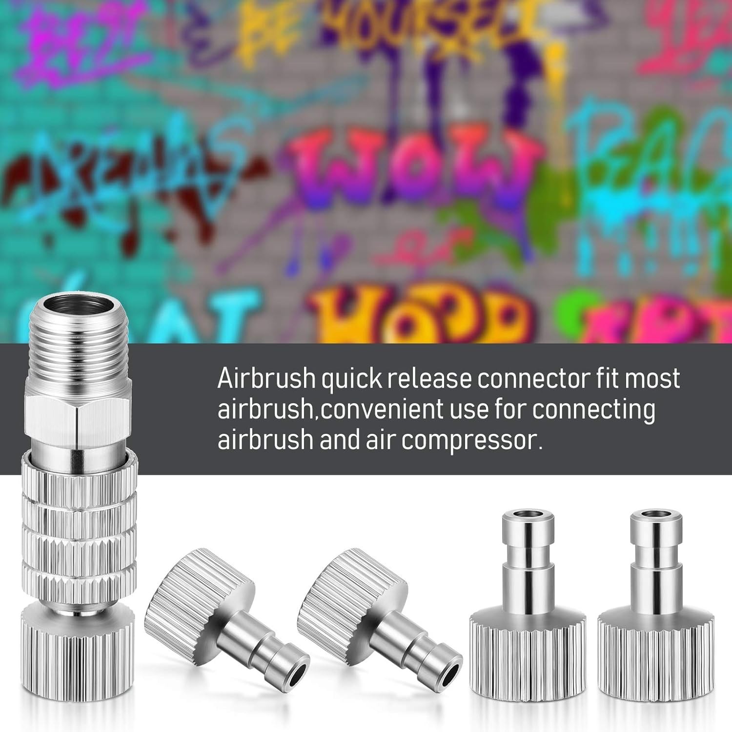 5 Pcs Airbrush Quick Disconnect Coupler Release Fitting Adapter Kit 1/8 Inch