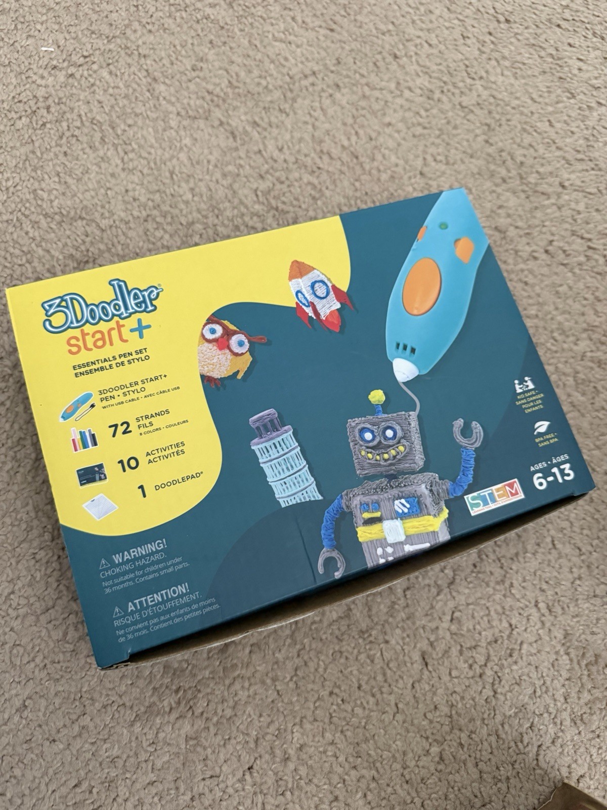 3Doodler Start+ 3D Printing Pen Set Kids Ages 6-13, 72 Filaments, Accessories