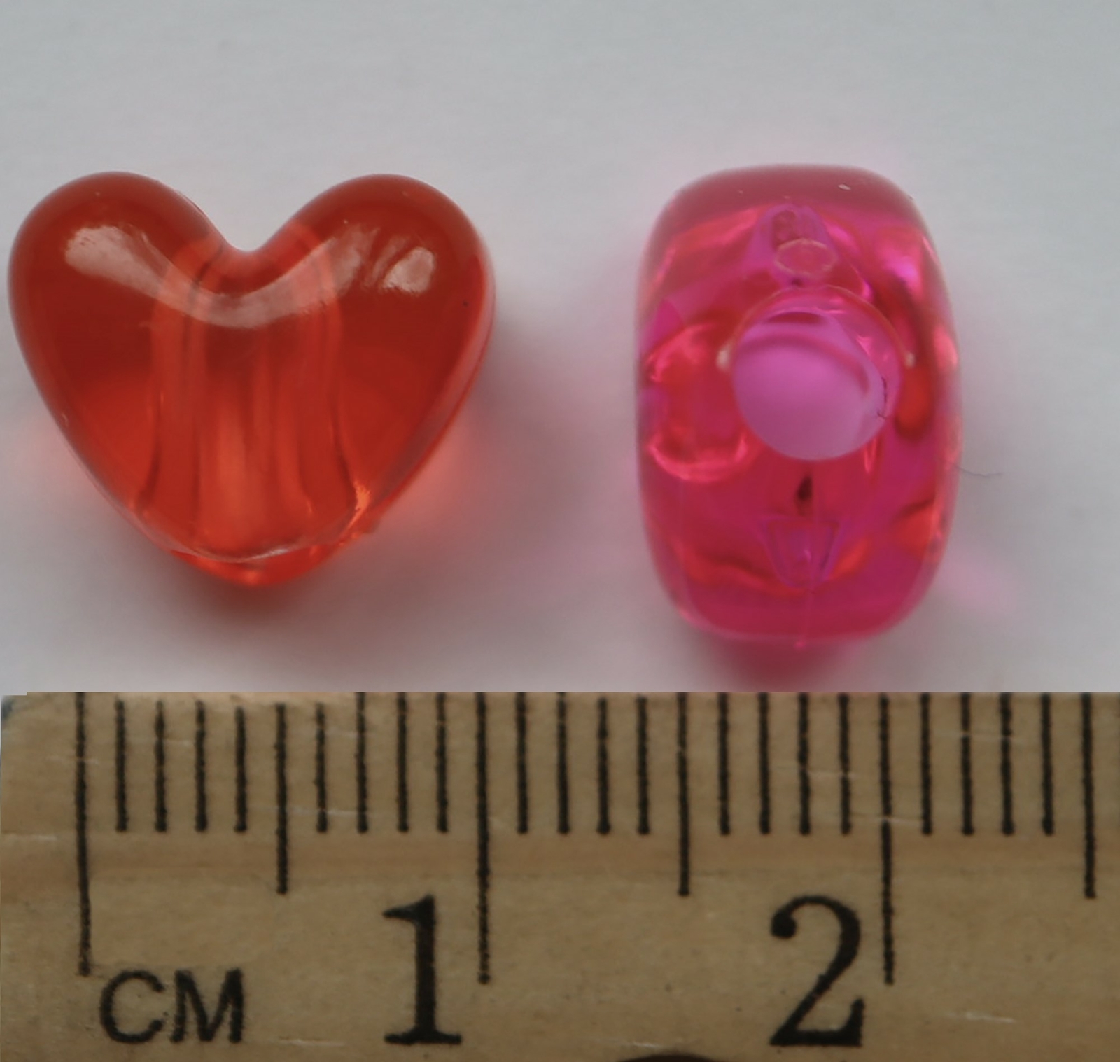 Heart Beads Ruby Red Transparent Large Hole Pony Beads Made in USA