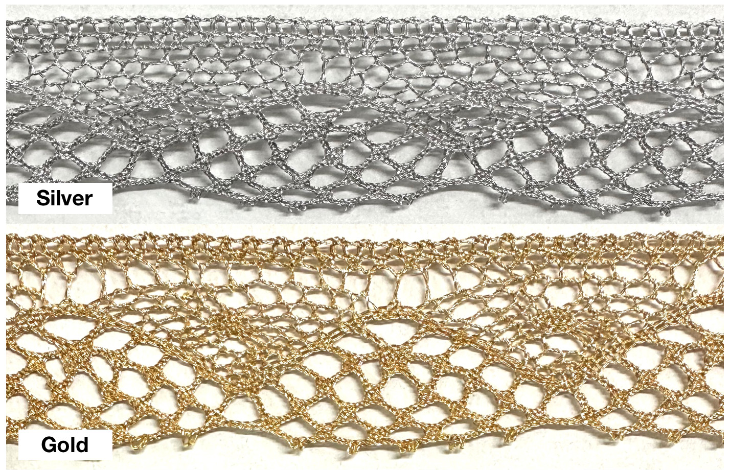 1-1/4″ Metallic Cluny Lace – 10 Continuous Yards – Gold and Silver Available!