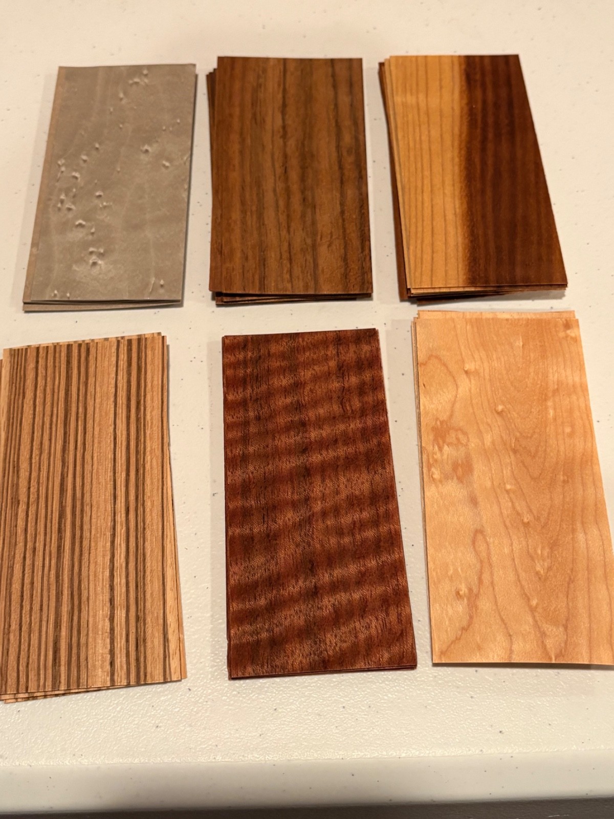 100 Piece Exotic Fingerboard Wood Veneer tech deck 4.5″ x 2″ 1/42″ thickness
