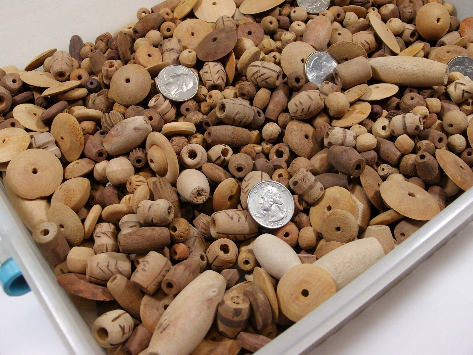 4 Pounds Assorted Shapes and Sizes India Wooden Beads Wholesale Bulk Lot (PS-65)