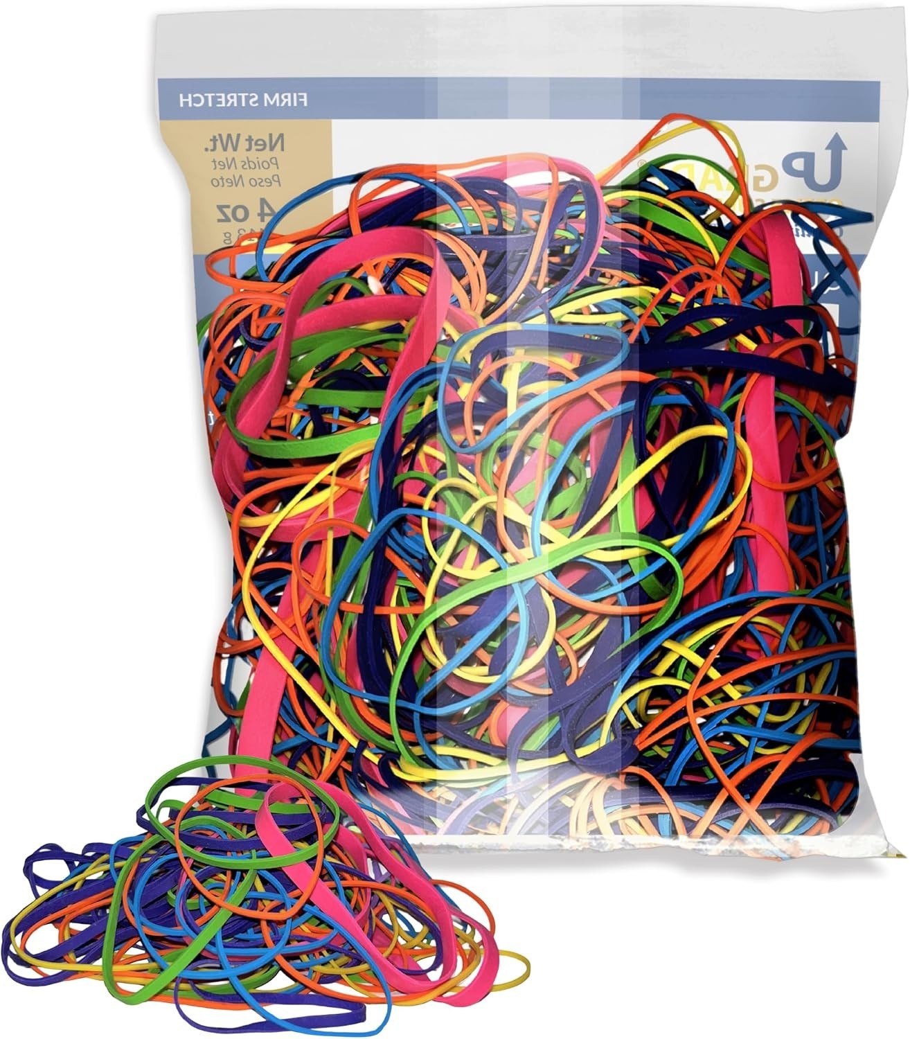 Upgrade Office Supply Rubber Bands, Assorted Sizes & Bright Colors, 1/4 lb Ba…