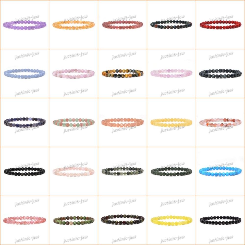 6mm Fashion round gemstone beads stretchable bracelet 6.5″