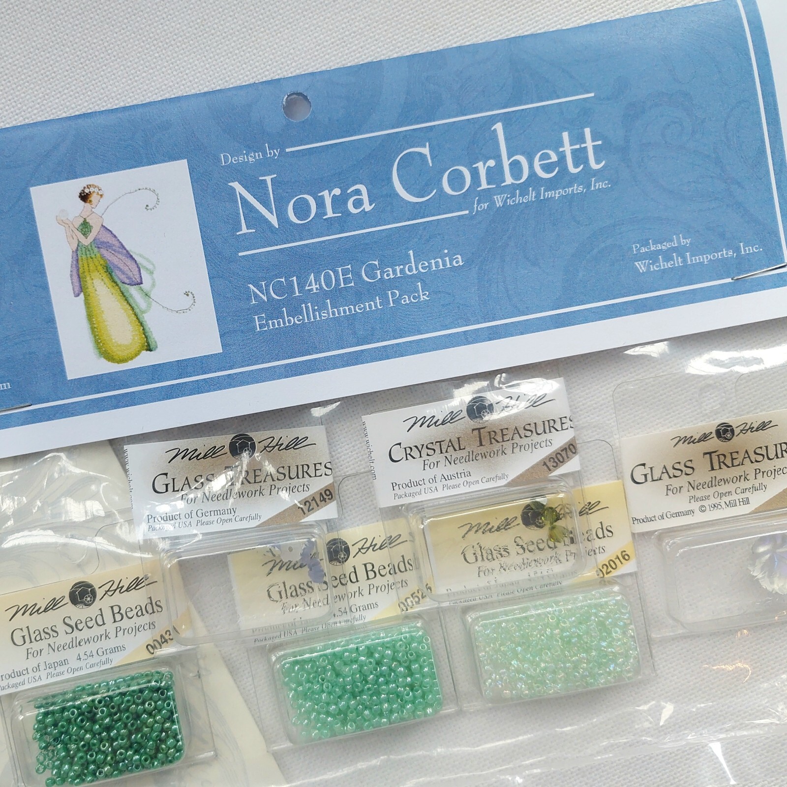Gardenia Cross Stitch Chart Pattern and Embellishment Pack Nora Corbett NC140