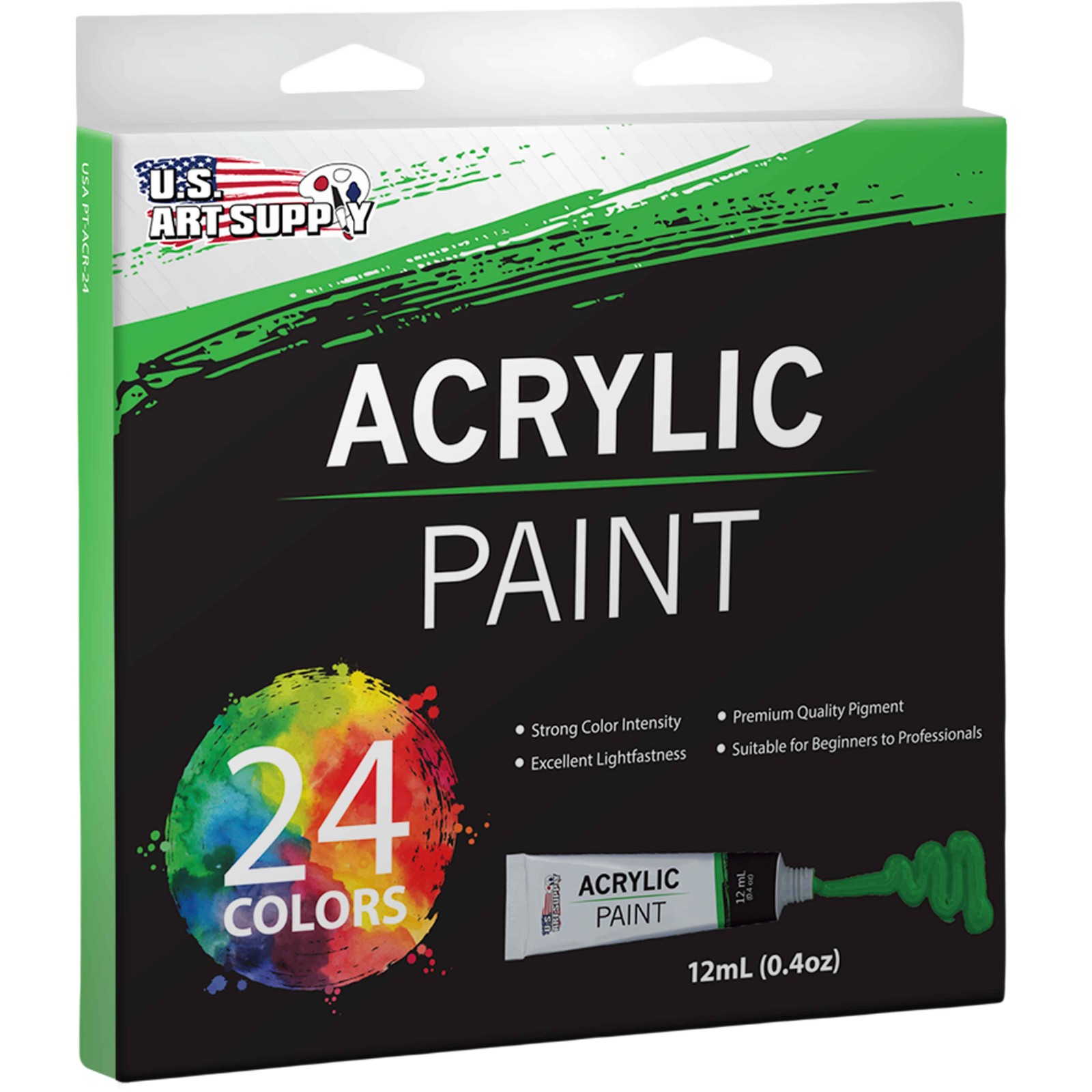 Professional 24 Color Art Acrylic Paint Set, 12ml Tubes, Artist Student Painting