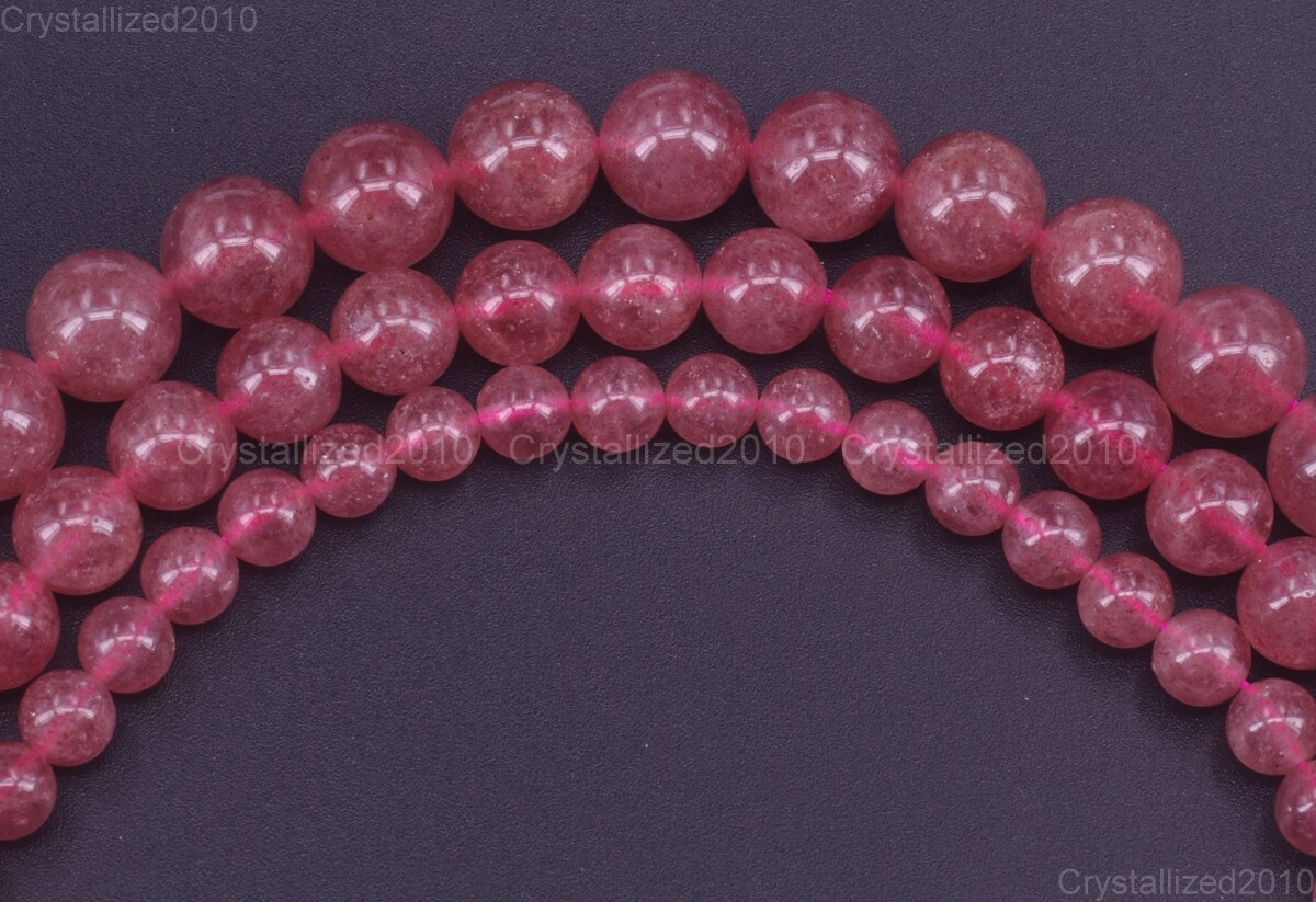 Natural Strawberry Quartz Gemstone Round Loose Beads 4mm 6mm 8mm 10mm 12mm 16″