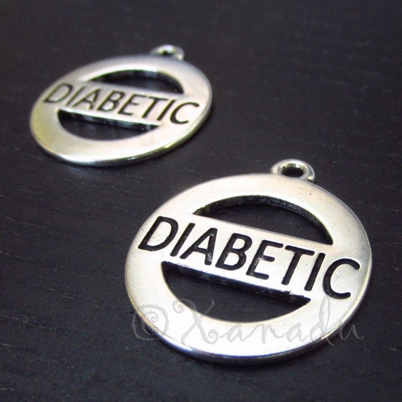 Diabetic Charms – 28mm Antiqued Silver Plated Pendants C9497 – 5, 10, 20PCs