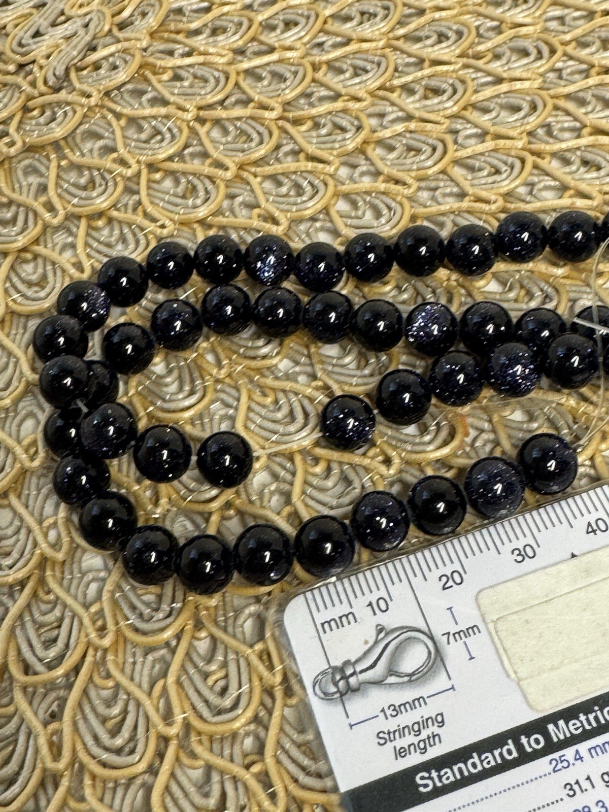 Blue Sandstone Goldstone Beads Sparkle Smooth round Stone 8mm