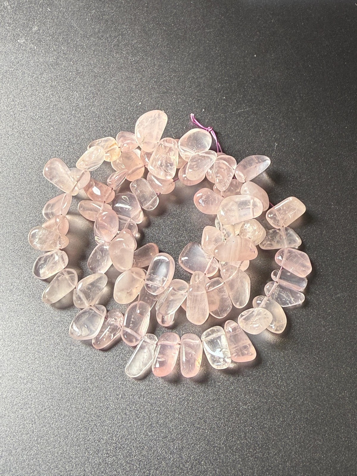 Rose Quartz Nugget Beads: 16″ Strand, Soft Pink Gemstone