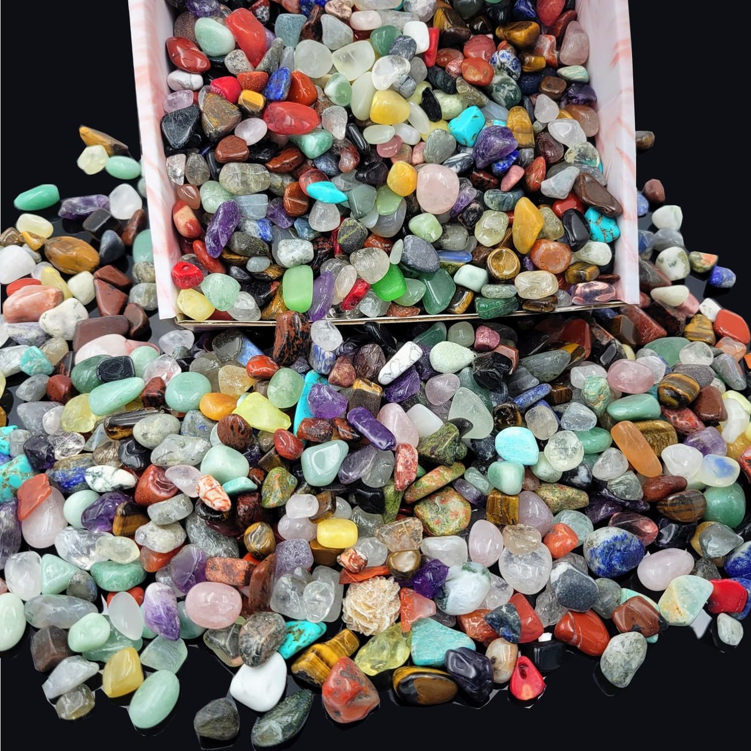 800Pcs+ (3lb) Gemstones and Crystals Set,30Kinds+ Bulk Rocks and Minerals Sci…