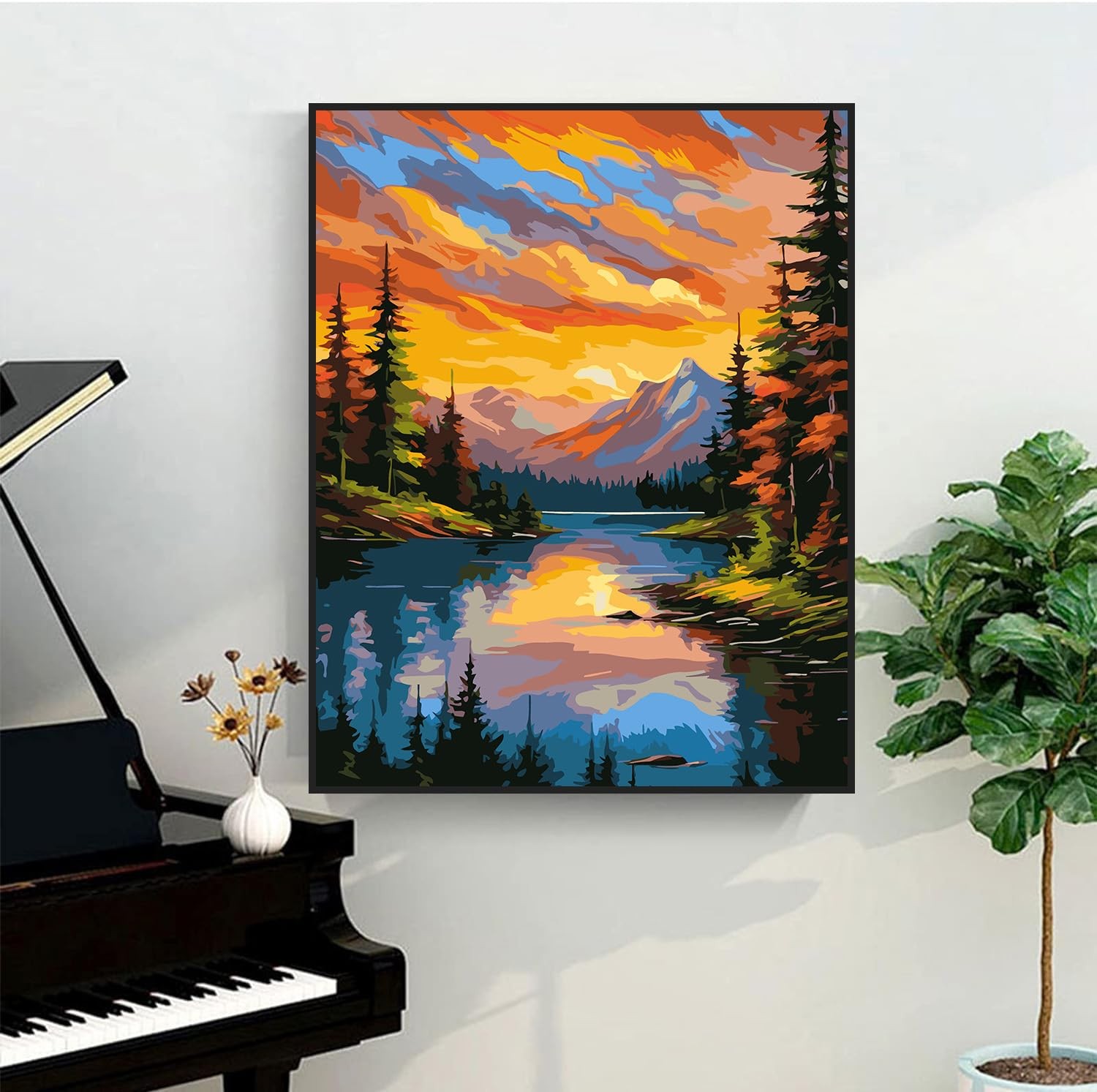 Landscape Paint by Numbers Kit for Adults-Mountain Adult Paint by Number Kits on
