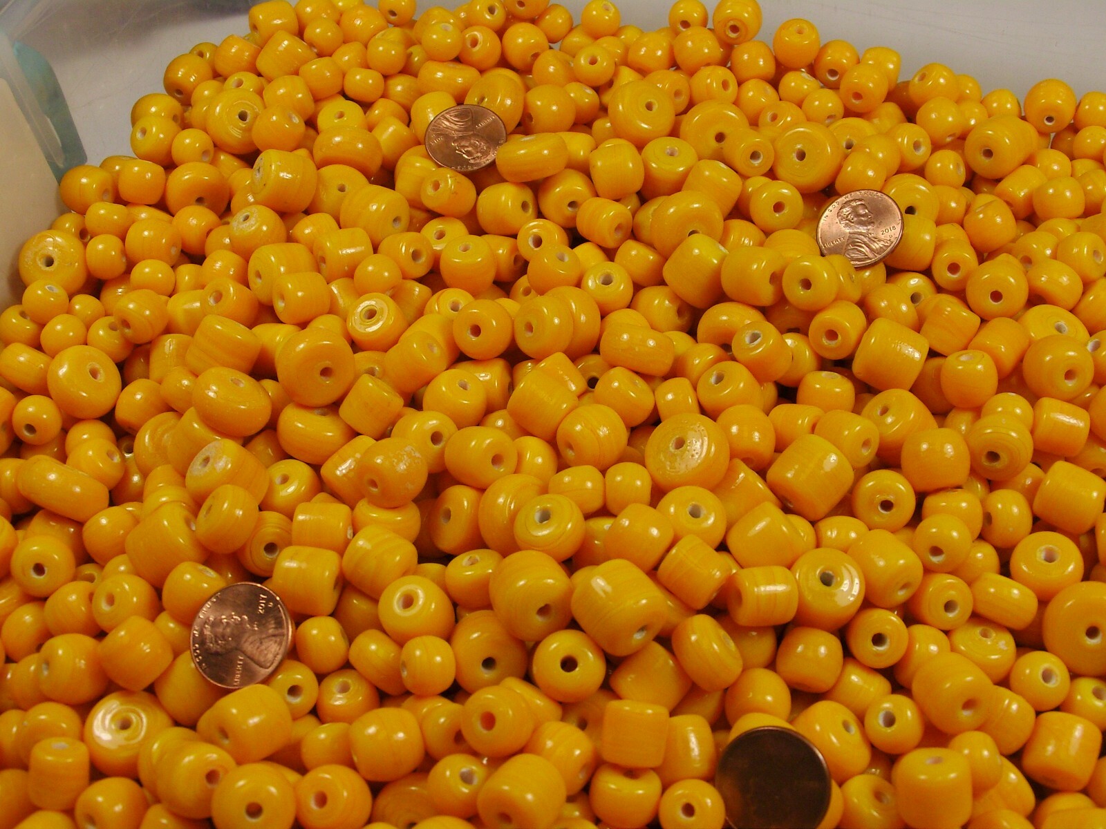 4 Pounds Assorted Shapes and Sizes India Handmade Amber Yellow Glass Bead (FV-2)