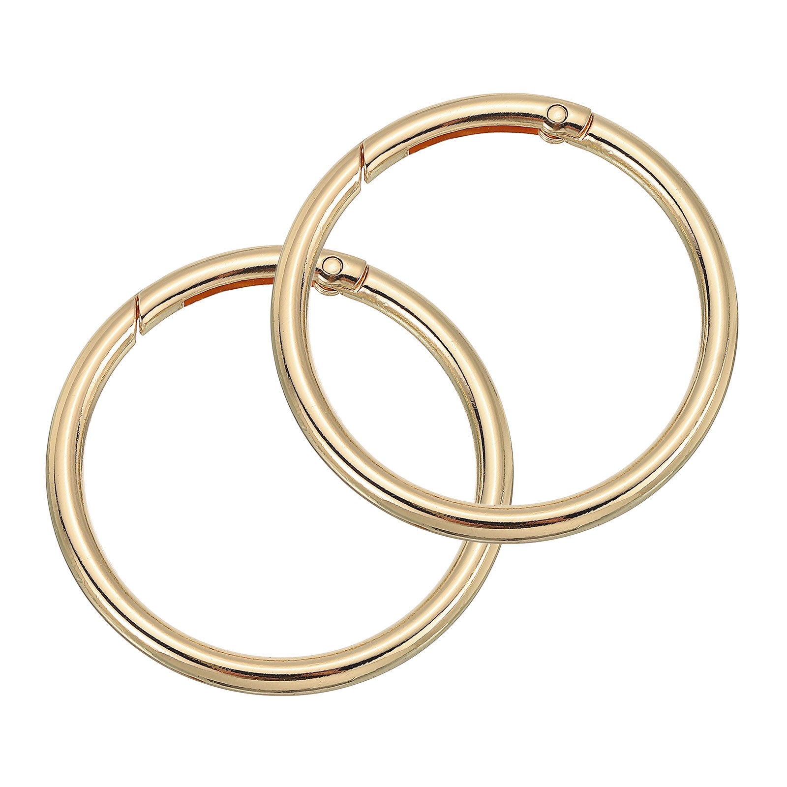 2pcs, Round Spring O Rings 2.32 Inch OD Trigger Buckle Snap Clips Light Golden