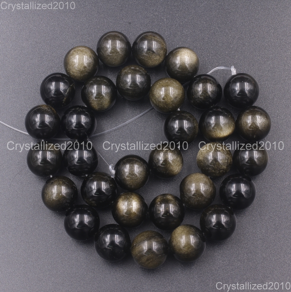 Natural Golden Obsidian Gemstone Round Beads 4mm 6mm 8mm 10mm 12mm 16mm 15.5″