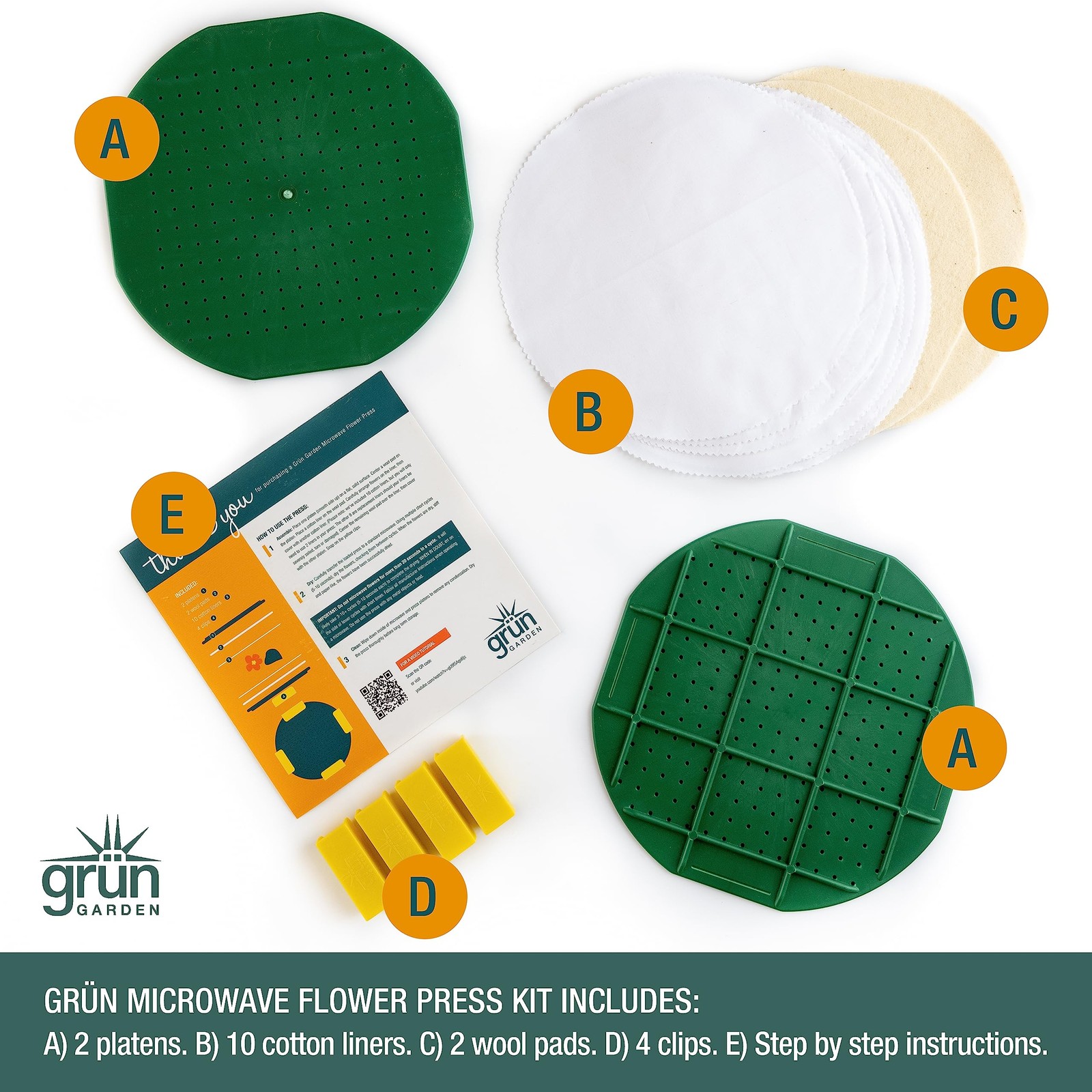 GSM Brands Microwave Flower Press Kit for Drying Leaf, 10in Press, White