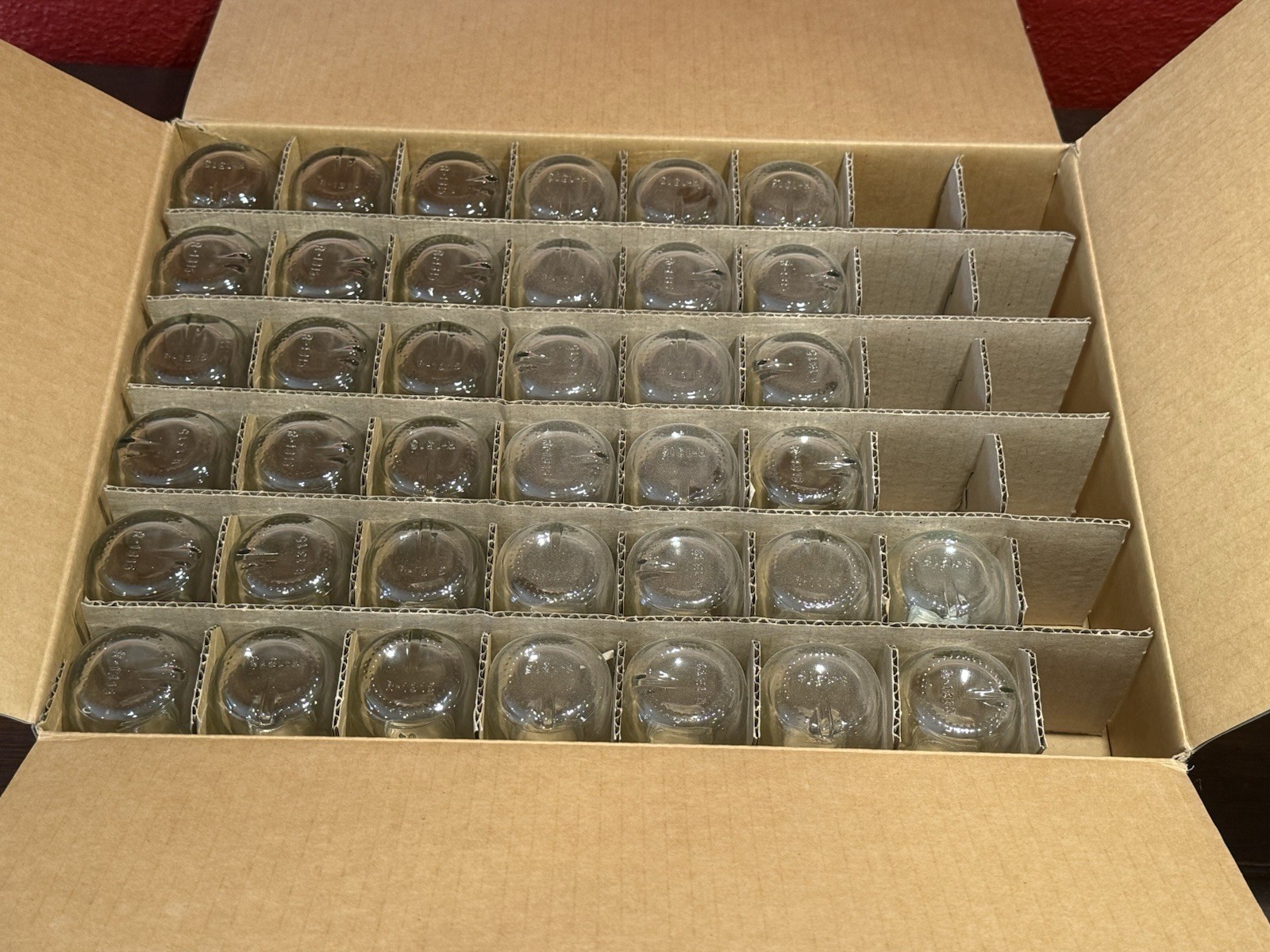 Mini Mason Jars- 50 ml glass bottles; New Open Box Lot Of 38; 3” Tall