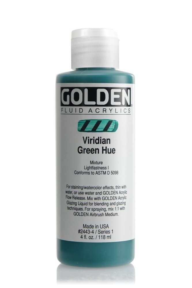 4oz Historical Fluid Acrylic Colors Viridian Green Hue for Artists Painting