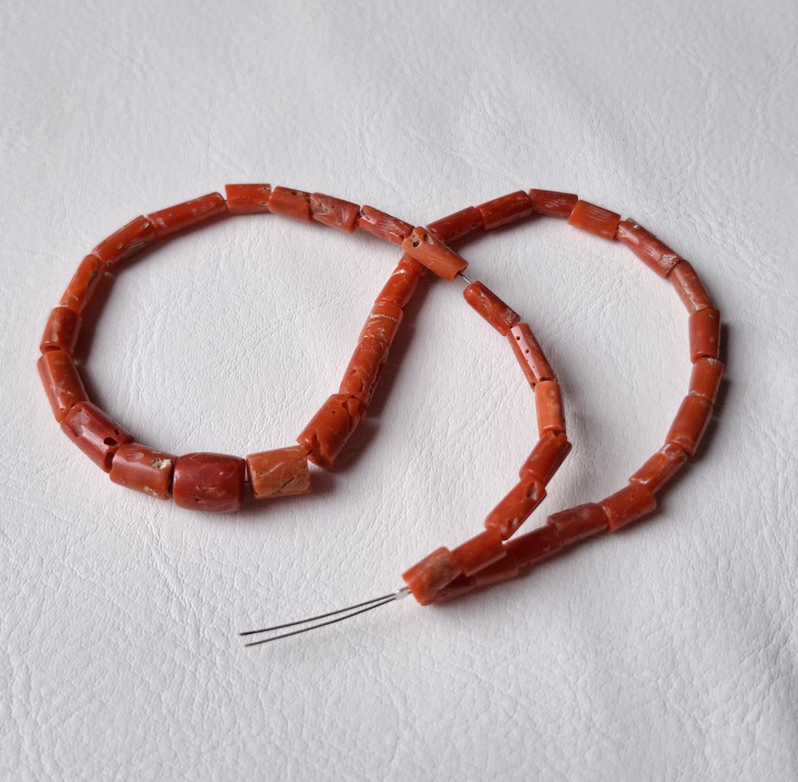 SALE 100% Natural Italian Red Coral Tube Beads: 12 Inch Strand for Jewelry Makin