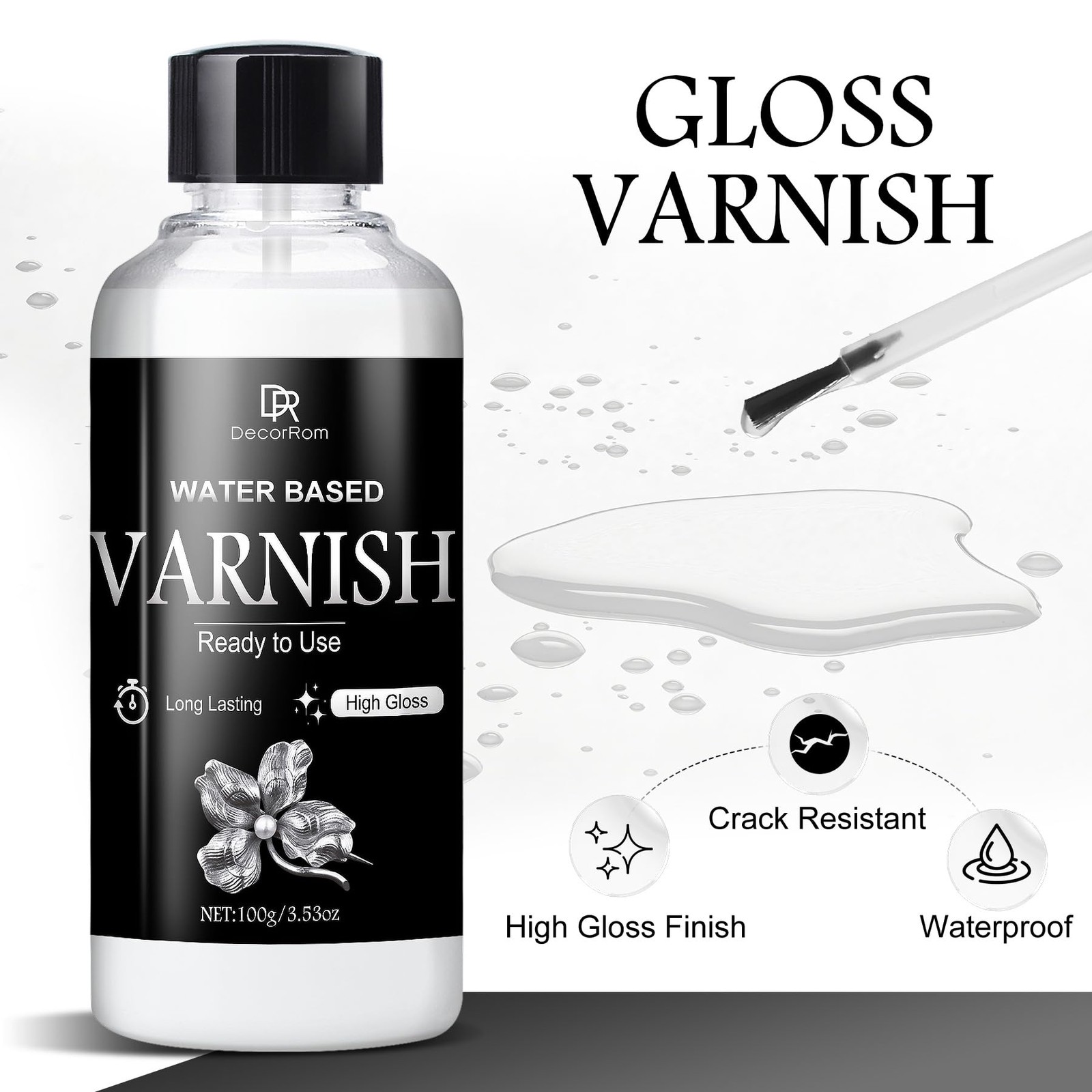 Liquid Silver Leaf Paint Kit 3.53oz Ultra Shiny Quick Dry Metallic Gilding P…