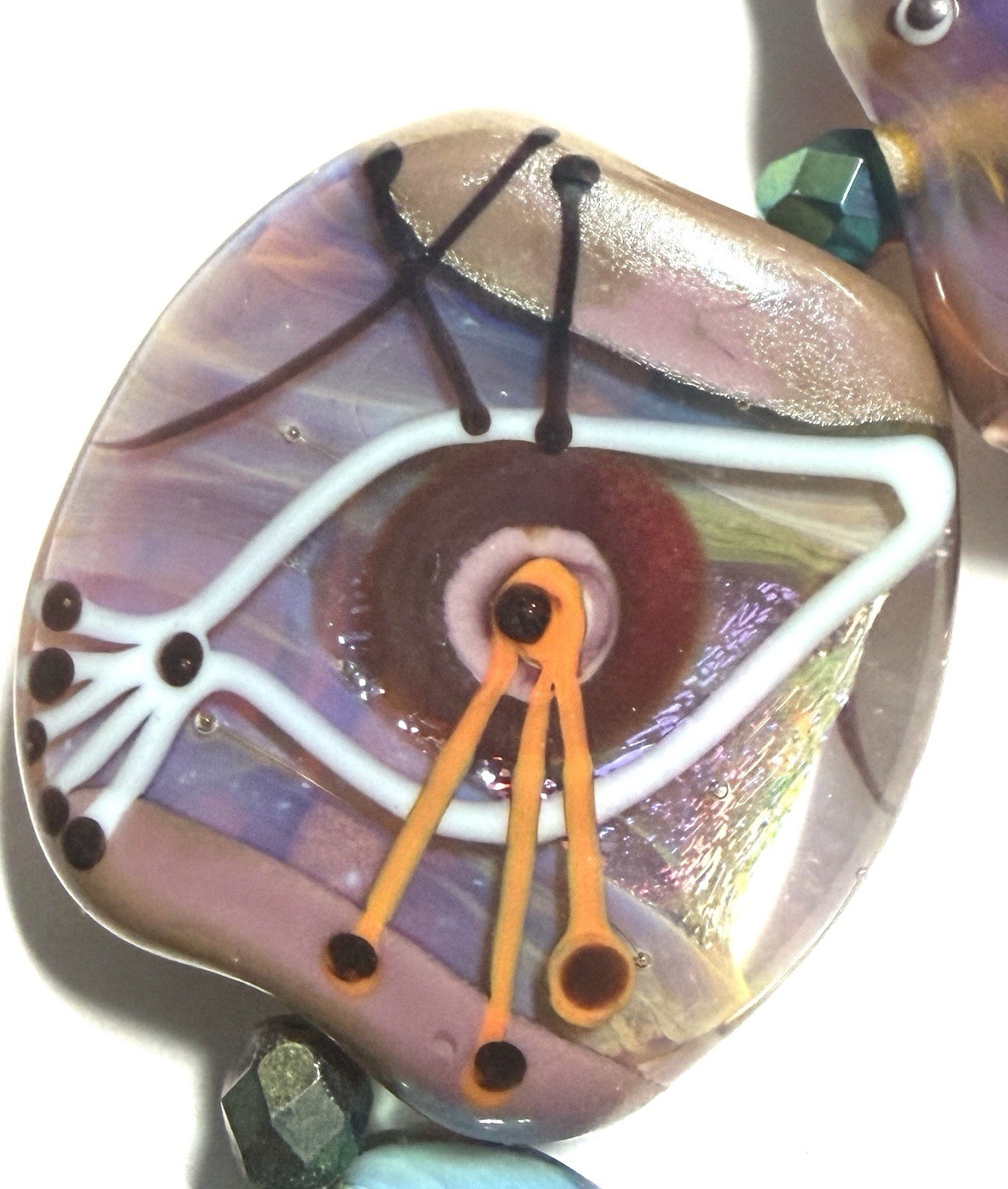 Manuela Wutschke Lampwork Bead Set 7pc Abstract Girl Face Focals – Archival NOS