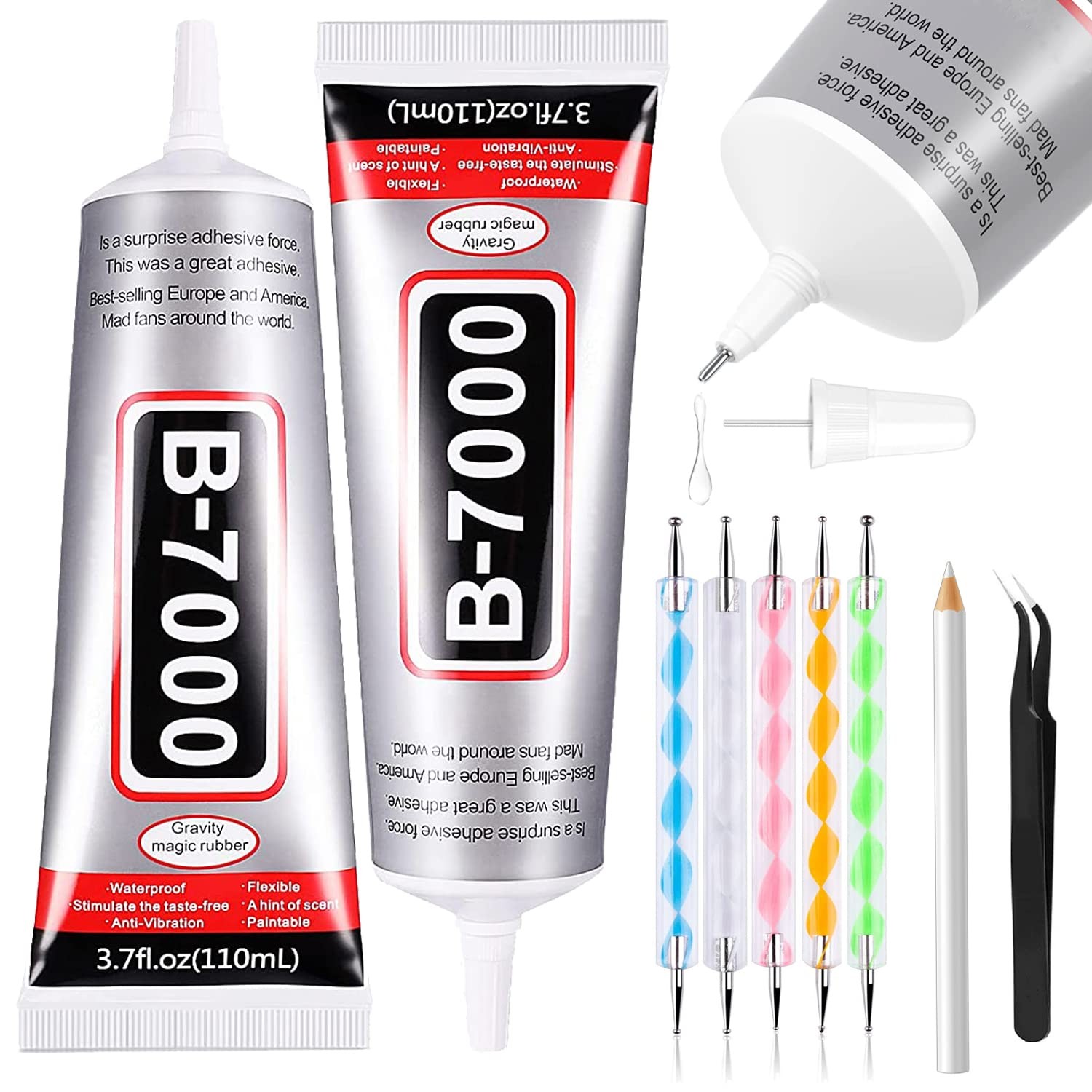 B7000 Adhesive Rhinestones Glue for Crafts, 2PCS 110ml / 2 PCS(Total 220ml)