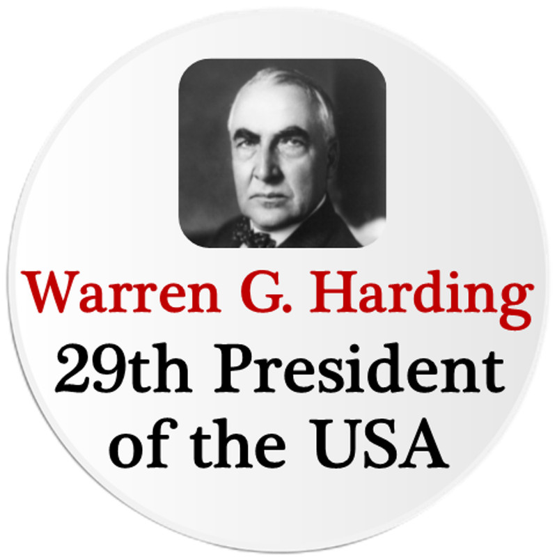 Warren G. Harding 29th President of the USA – 10 Pack Circle Stickers 3 Inch