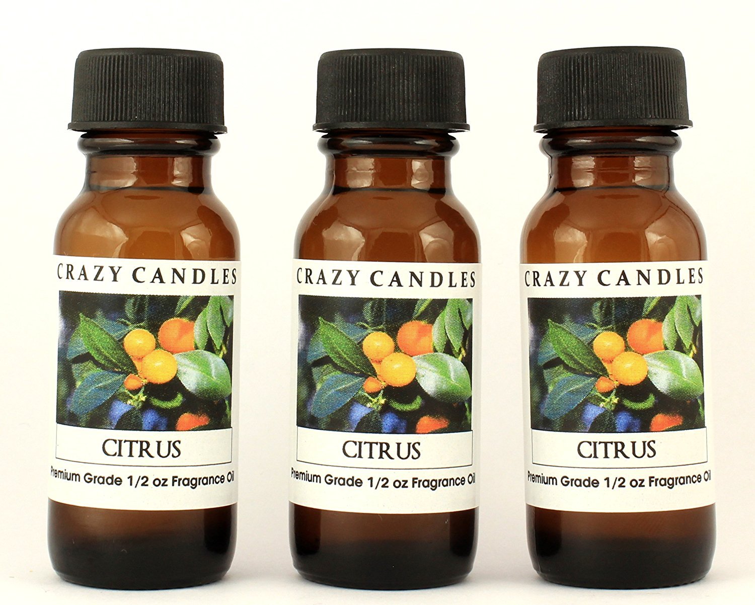 3 Citrus 1/2oz Premium Grade Scented Fragrance Oil Crazy Candles