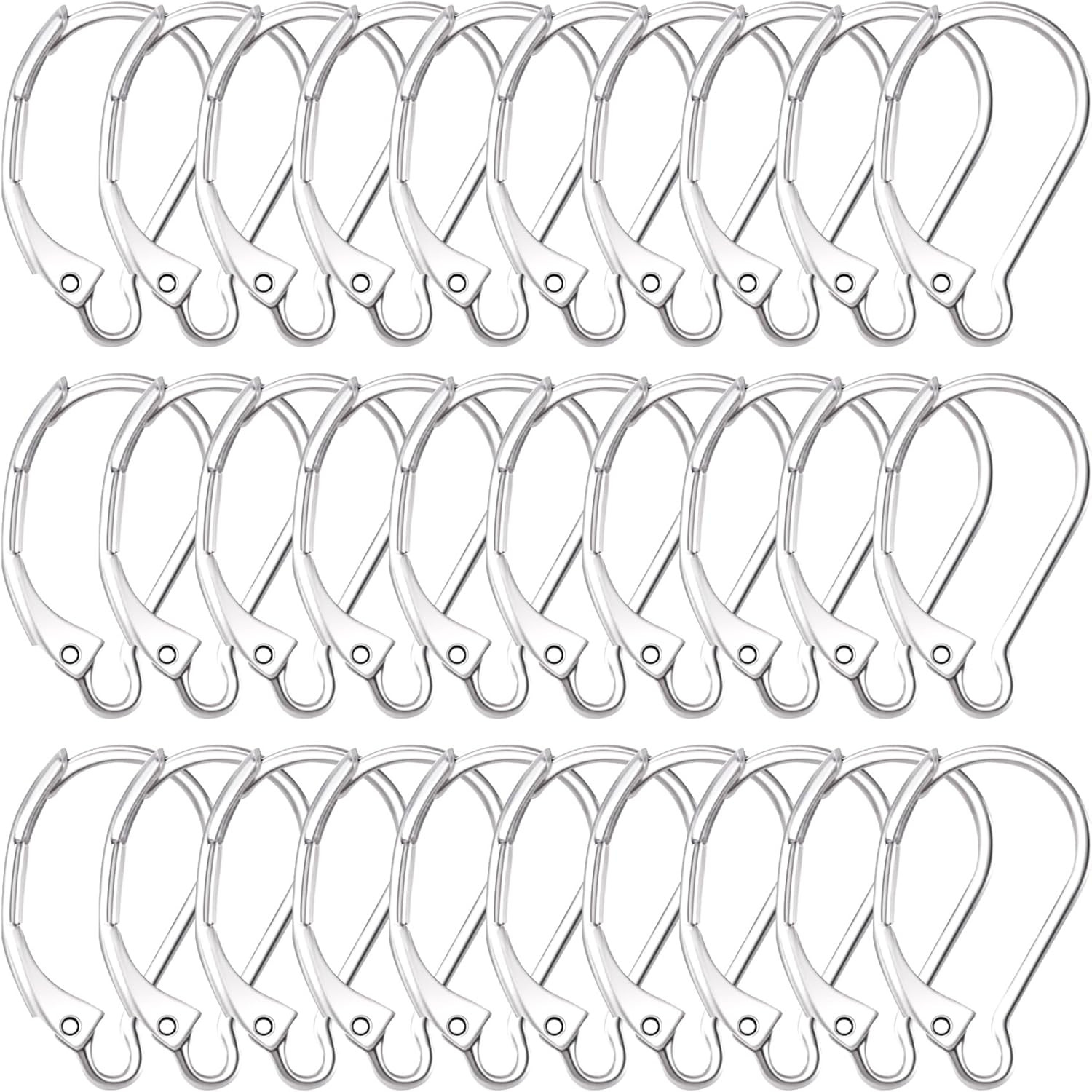 30 Pcs Leverback Earring Hooks, Stainless Steel Clasp Hoop, Hypoallergenic Dangl