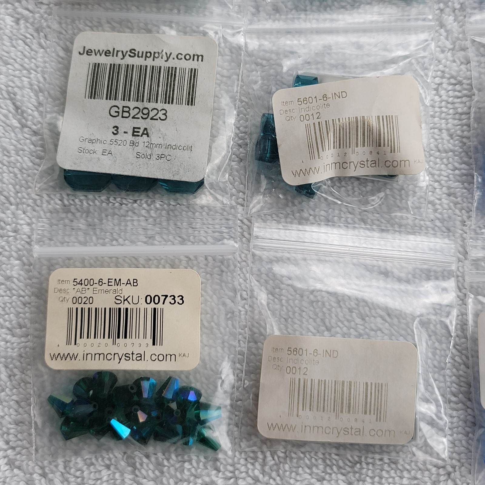 Swarovski Crystal Bead Lot Blue Sapphire AB Bicone Cube/Mixed Qty 5301 5328 5601