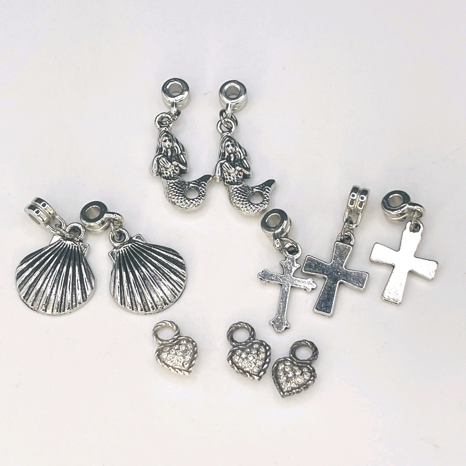Mini Charm Lot – Mermaid Seashell Cross Heart Earring Charms Mini Bracelet Charm