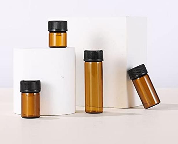 12 Pack Set Brown Screw Cap Glass Bottle Small Mini Empty Oil Amber Vial 5ML
