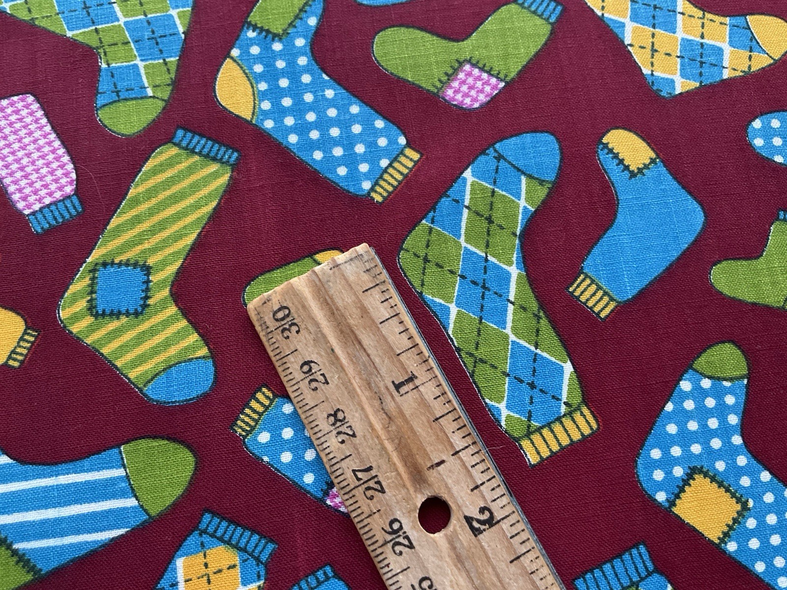 cotton fabric Colorful Socks Red 44″ x 56”209