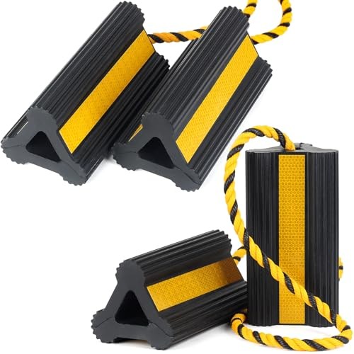 Heavy Duty Rubber Wheel Chocks, 2 Pair, Non-Slip Tire with Rope (2 pairs)